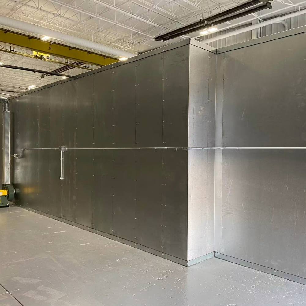 The powder coating oven, built long enough to take a full chassis