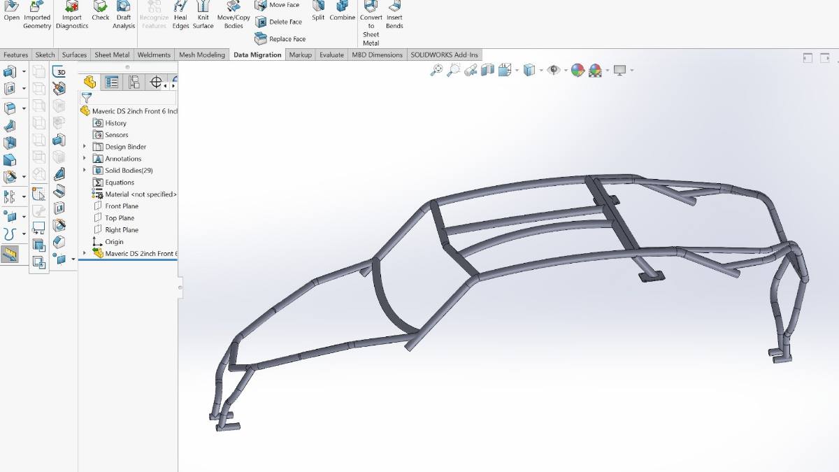 An SXS cage modelled in CAD, ready to cut and bend from